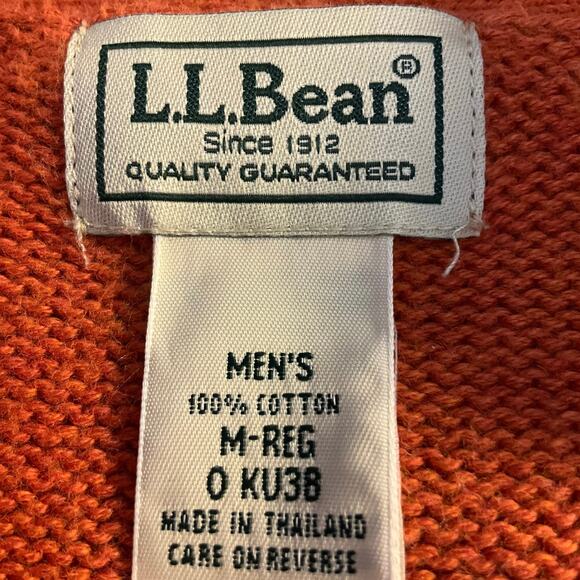 LL Bean Burnt Orange V Neck Button Front Cotton Grandpa Cardigan Size M - Picture 5 of 8
